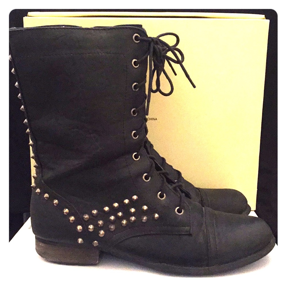 Black Studded Combat Boots